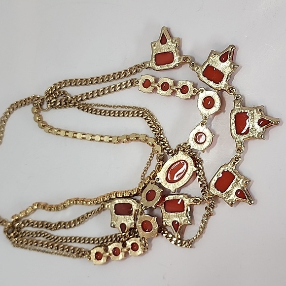 J. CREW  Salmon Orange Antique Gold Tone Multi-Strand Necklace - Picture 9 of 10